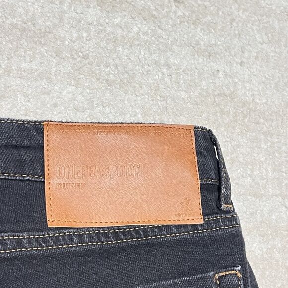 NWT One Teaspoon Dukes Denim/Jean Shorts Black Frayed Edge Low Rise Size 28 - Picture 3 of 9